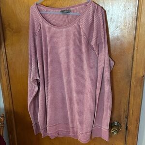 Natural Reflections Mauve Waffle Knit Top